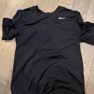 Nike Black Short-Sleeve DriFit Tee with White Swoosh